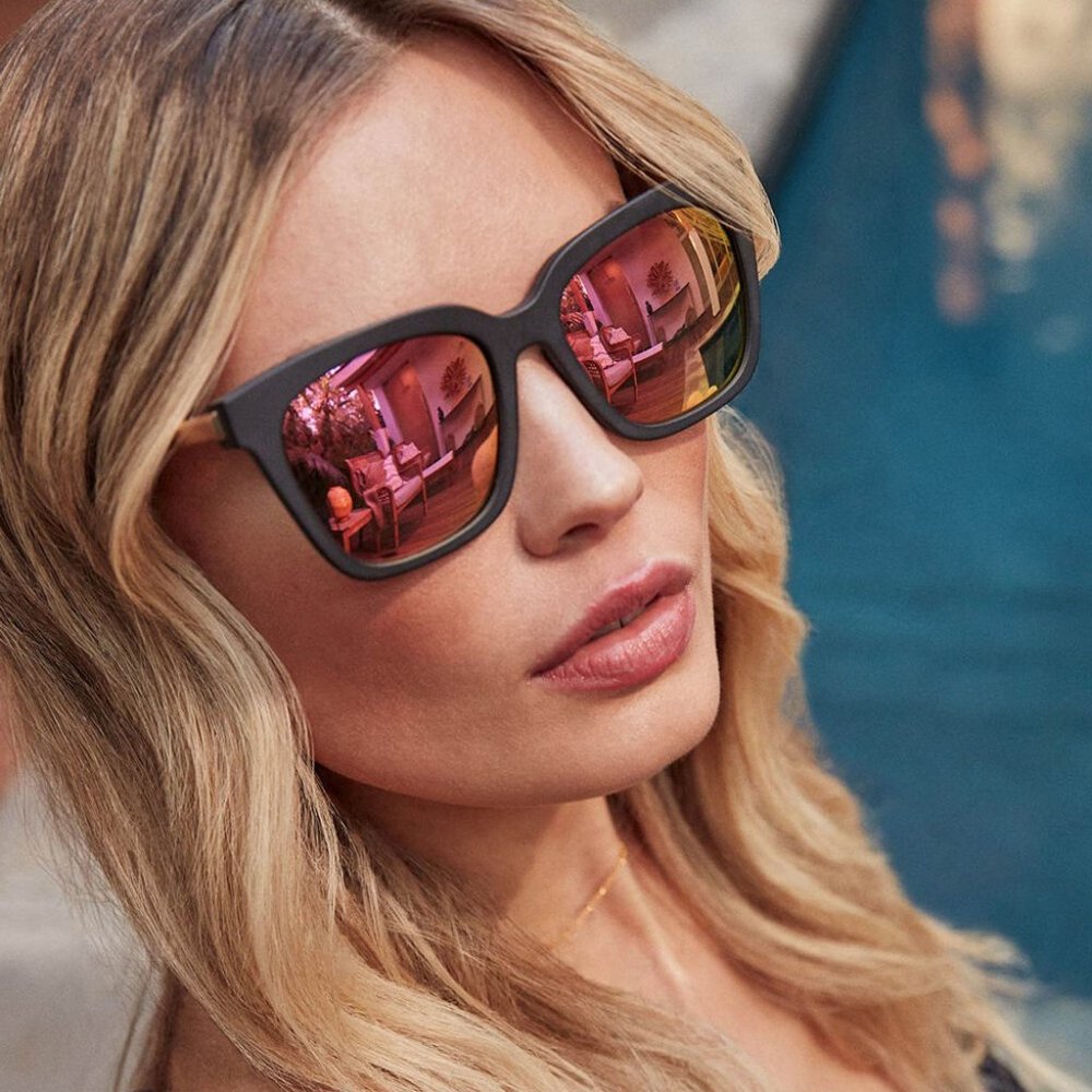 DIFF Eyewear Tortoise + Mirror Finish Sunglasses